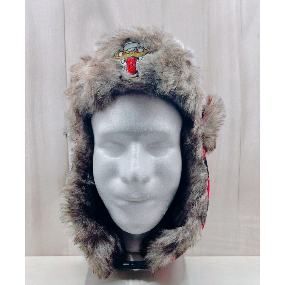 Wisconsin Timber Rattlers MLB Baseball Head Logo Red Black Plaid Trapper Hat NEW